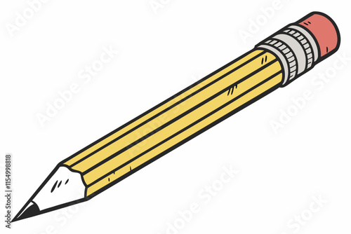 Pencil: A Timeless Tool with a Sharp Tip and Eraser vector silhouette on a white background