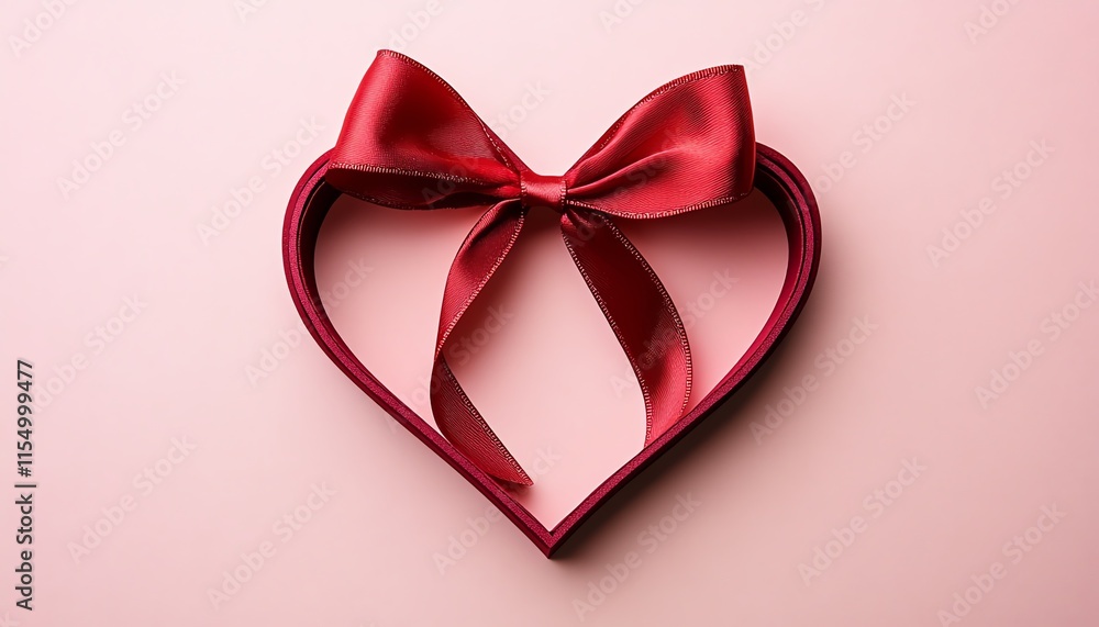 Heartshaped cutout with a red ribbon bow and elegant details on a pink background, ideal for creating romantic and loveinspired Valentine s Day designs Heartshaped cutout with a red ribbon bow and elegant details on a pink background, ideal for creating romantic and loveinspired Valentine s Day designs
