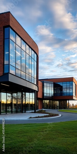 A building with a large glass window