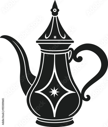 Silhouette of Traditional Arabic Coffee Pot