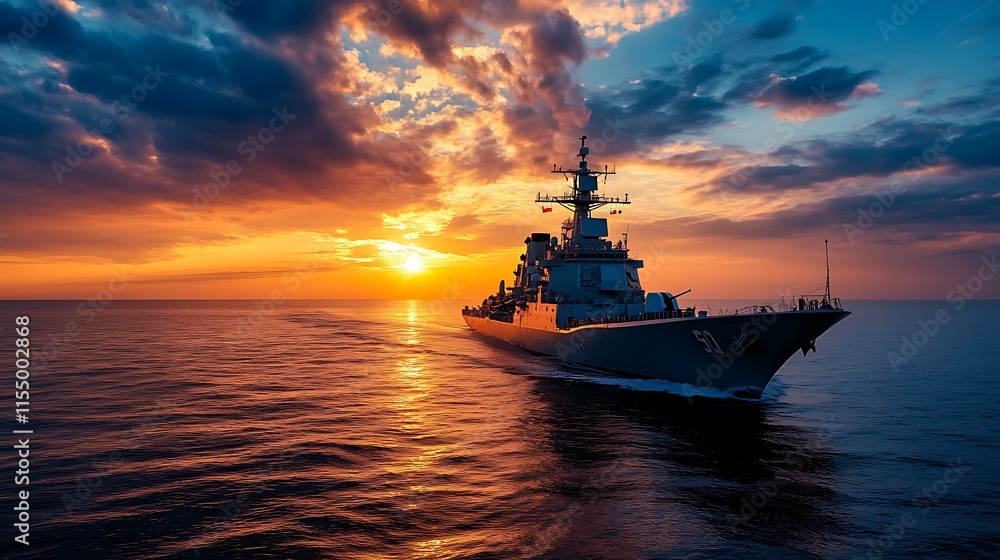 Navy Warship at Sunset Navy Warship at Sunset