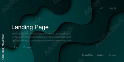 Modern and simple dark green design for landing page abstract background with realistic wave pattern. Eps10 vector