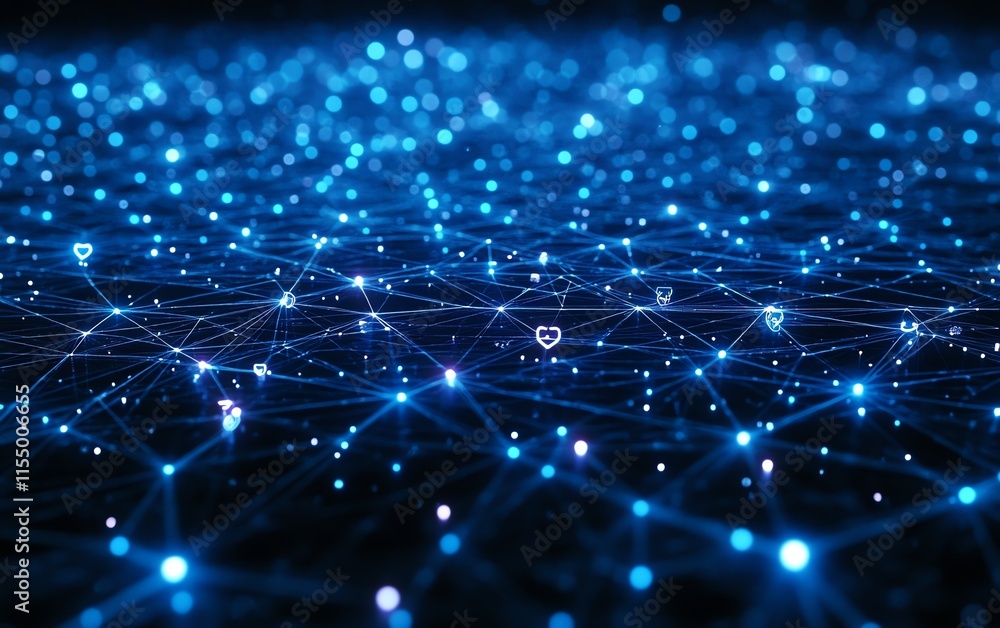 3D rendered social network concept with user symbols and interconnecting lines on a dark blue background, symbolizing digital communication in technology 3D rendered social network concept with user symbols and interconnecting lines on a dark blue background, symbolizing digital communication in technology