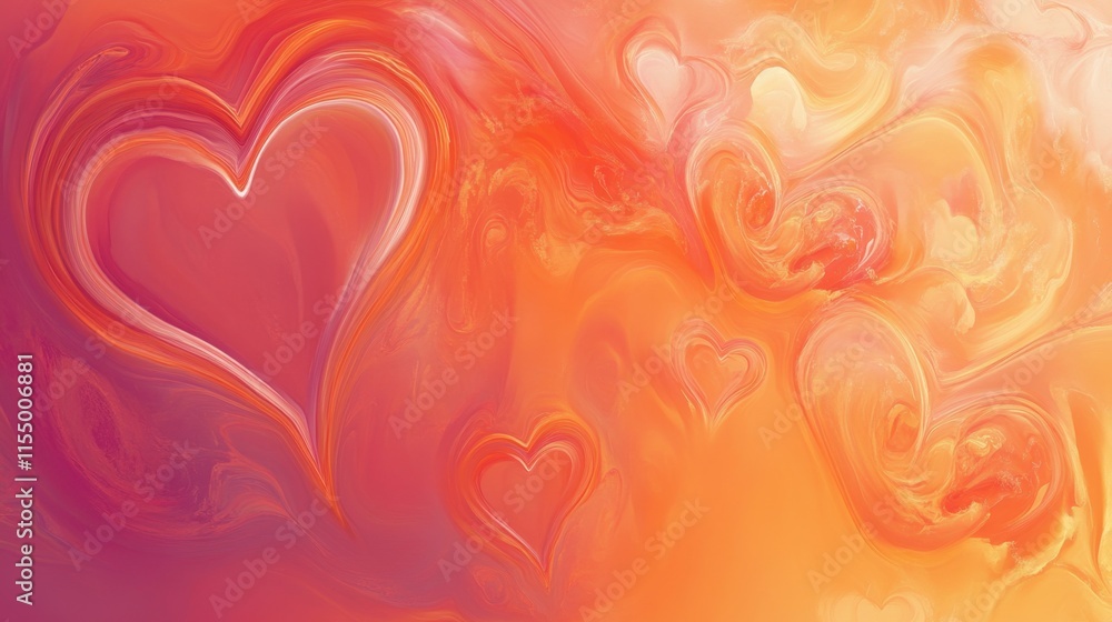 A warm orange-pink gradient background with swirls forming subtle heart shapes. A warm orange-pink gradient background with swirls forming subtle heart shapes.