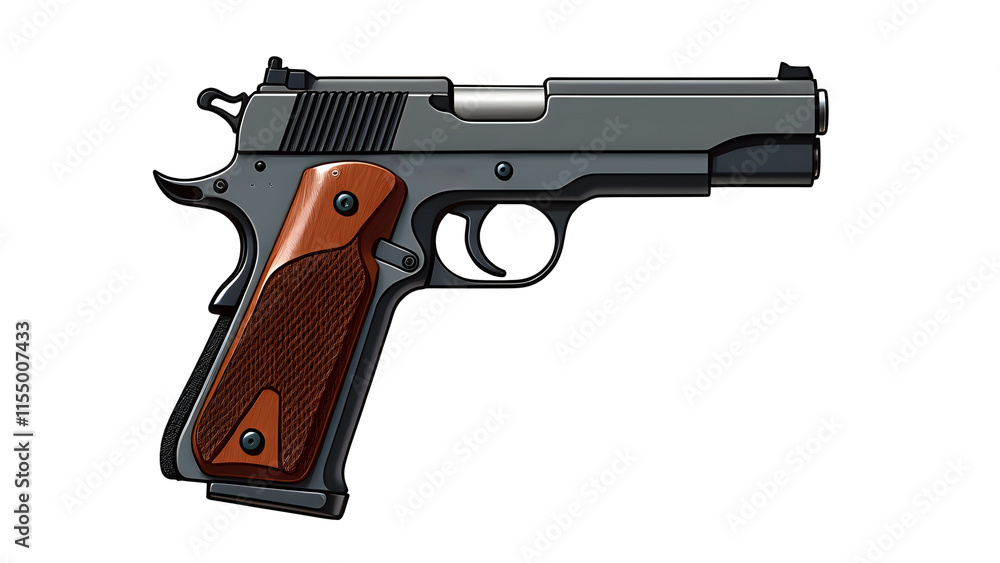 M1911 automatic Pistol handgun isolated on white background. M1911 automatic Pistol handgun isolated on white background.