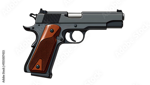 M1911 automatic Pistol handgun isolated on white background.