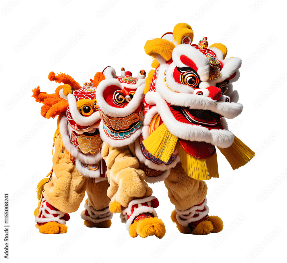 Fototapeta premium Lion dance isolated on transparent background