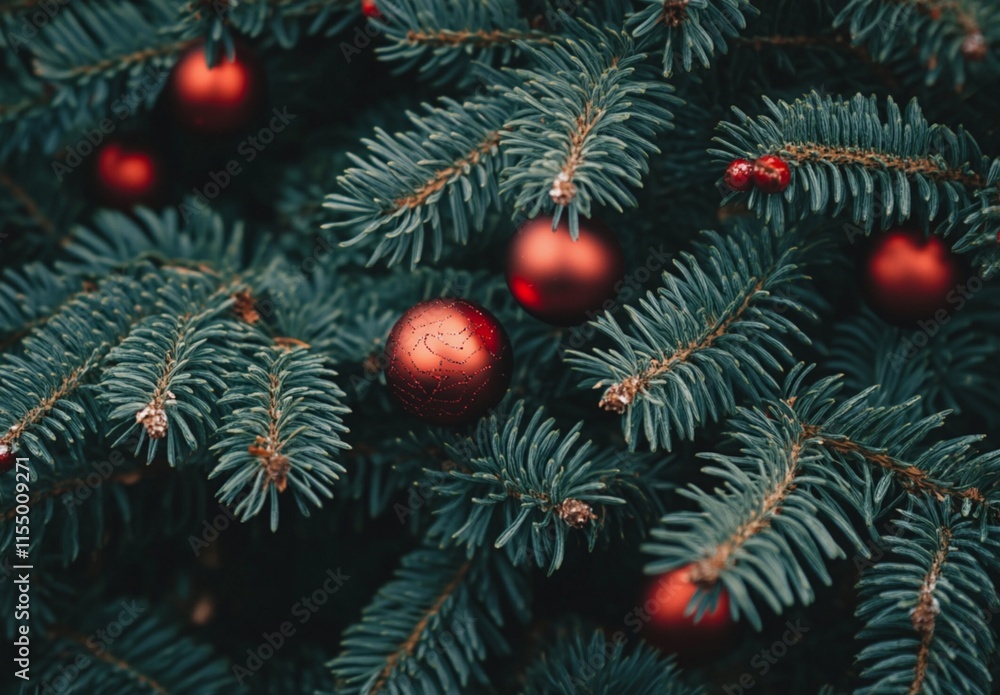 christmas tree with red balls. generative ai christmas tree with red balls. generative ai