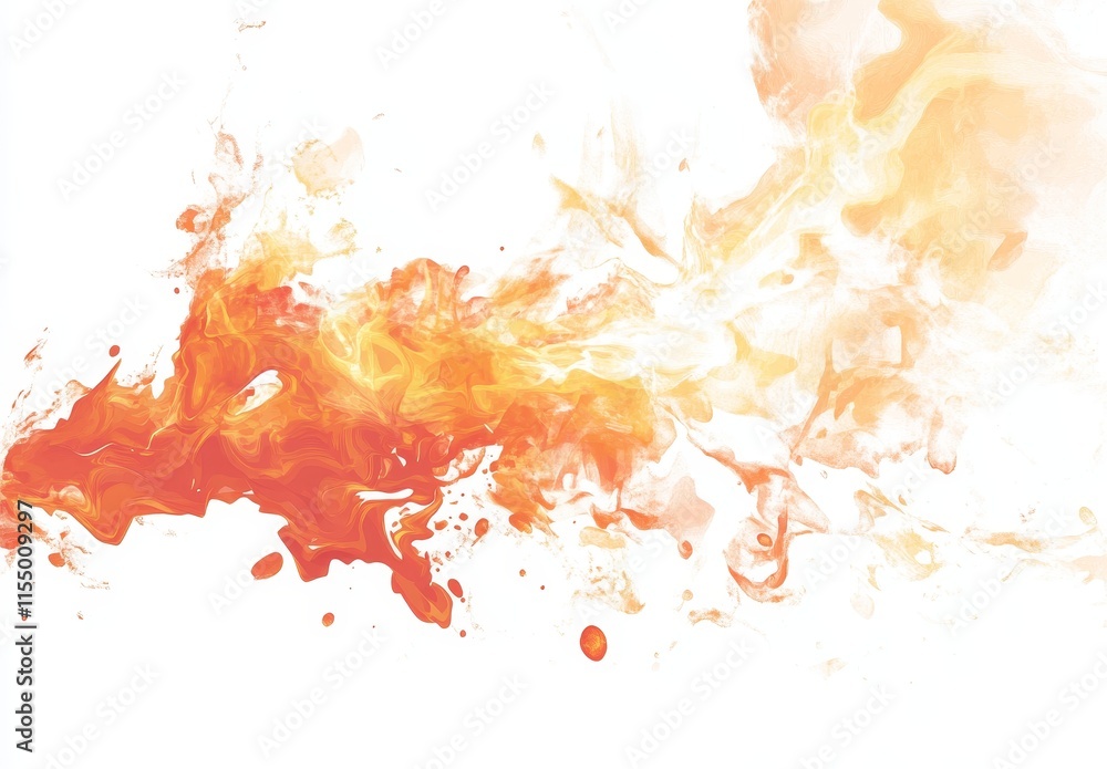 Abstract orange and yellow flame-like shapes on white background. Abstract orange and yellow flame-like shapes on white background.