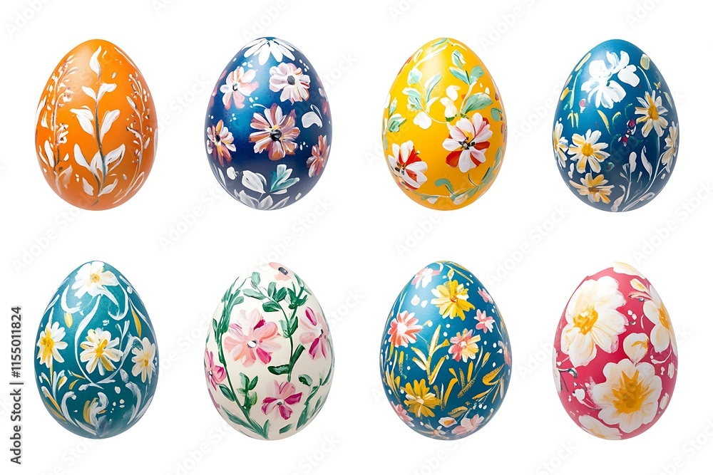 Easter eggs with floral patterns isolated on white background. Vector illustration Easter eggs with floral patterns isolated on white background. Vector illustration