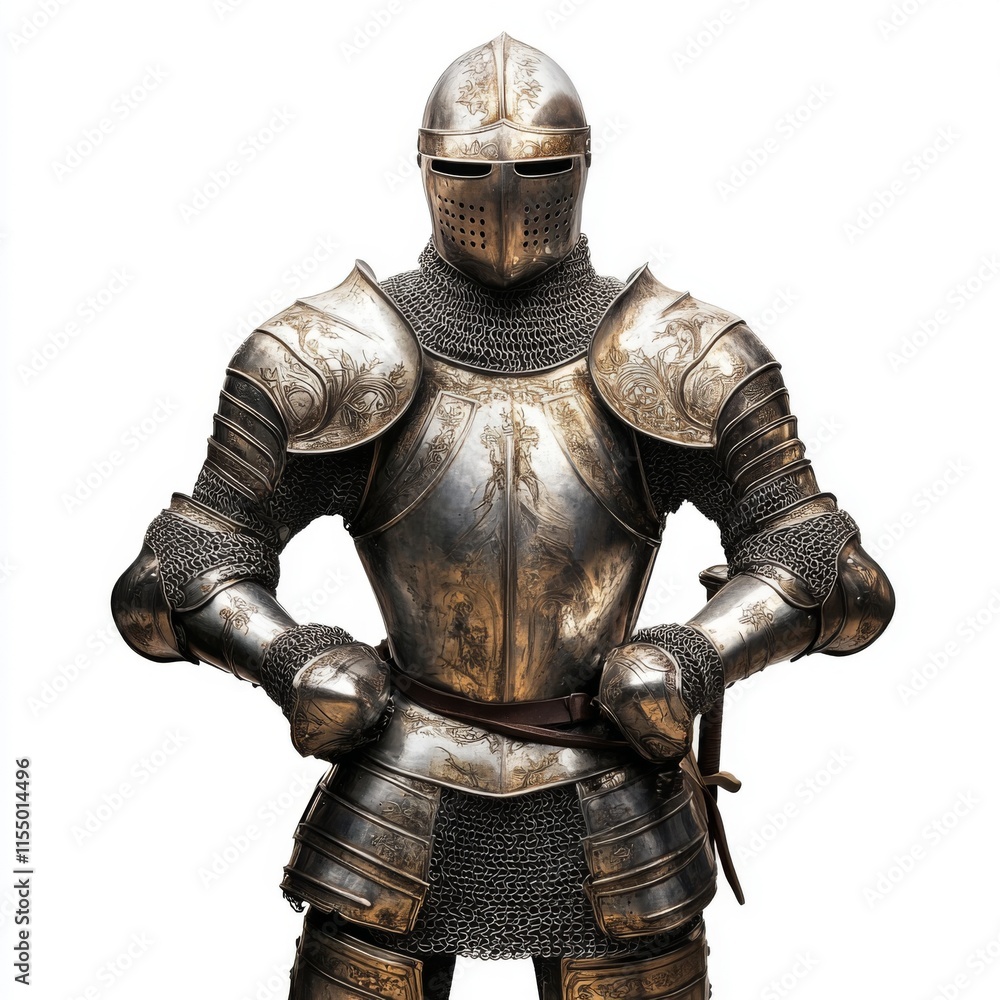Medieval knight in full armor, isolated on white. Medieval knight in full armor, isolated on white.