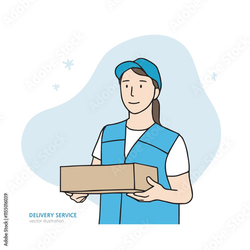 an illustration of a courier carrying goods