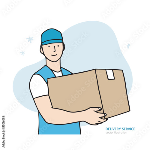 an illustration of a courier carrying goods