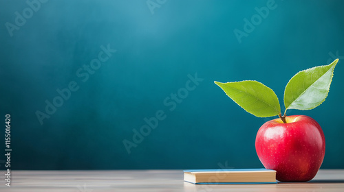 Red Apple and Book on Desk ...