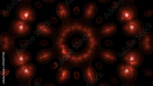 Dark orange glowing symmetrical abstract design suitable for backgrounds, digital art, social media graphics, technology concepts, and futuristic themes