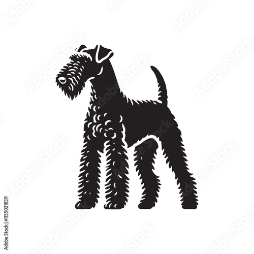 Airedale Terrier Dog Vector - Minimalist Dog Silhouette - Illustration of dog.