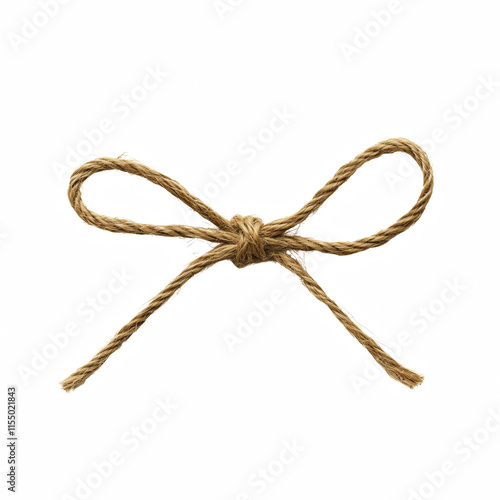 jute rope bow for packing and decoration isolated on transparent background Generative Ai.
