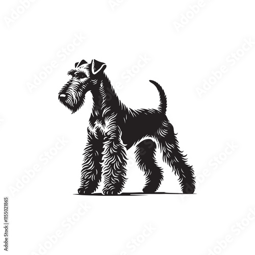 Airedale Terrier Dog Vector - Minimalist Dog Silhouette - Illustration of dog.