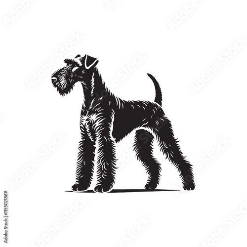 Airedale Terrier Dog Vector - Minimalist Dog Silhouette - Illustration of dog.
