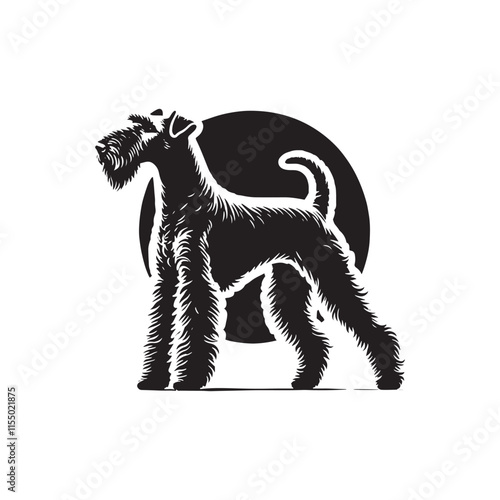 Airedale Terrier Dog Vector - Minimalist Dog Silhouette - Illustration of dog.