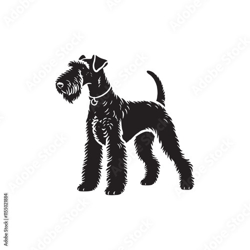 Airedale Terrier Dog Vector - Minimalist Dog Silhouette - Illustration of dog.