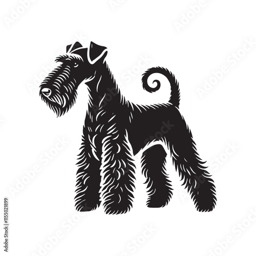 Airedale Terrier Dog Vector - Minimalist Dog Silhouette - Illustration of dog.