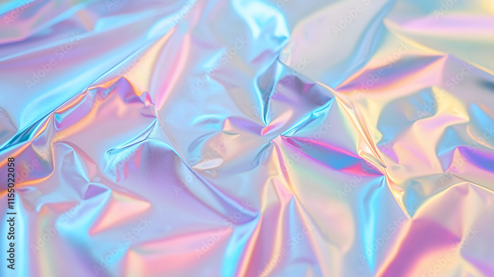 Fototapeta premium Iridescent Crumpled Holographic Foil Texture