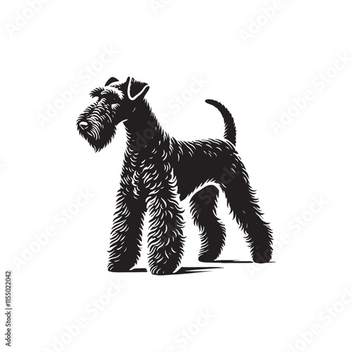 Airedale Terrier Dog Vector - Minimalist Dog Silhouette - Illustration of dog.