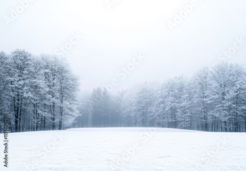 Wallpaper Mural Serene Winter Landscape with Soft Snowfall and Fog in a Tranquil Forest Setting, Capturing the Beauty of Nature and Stillness in a Snowy Environment Torontodigital.ca