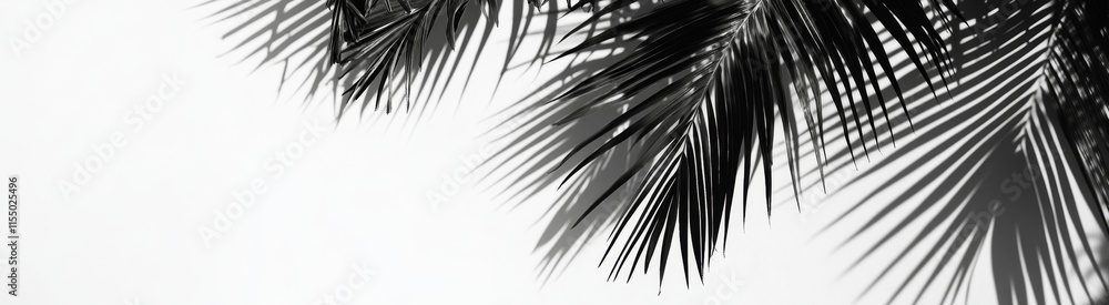 Obraz premium Palm leaf shadow on white background.