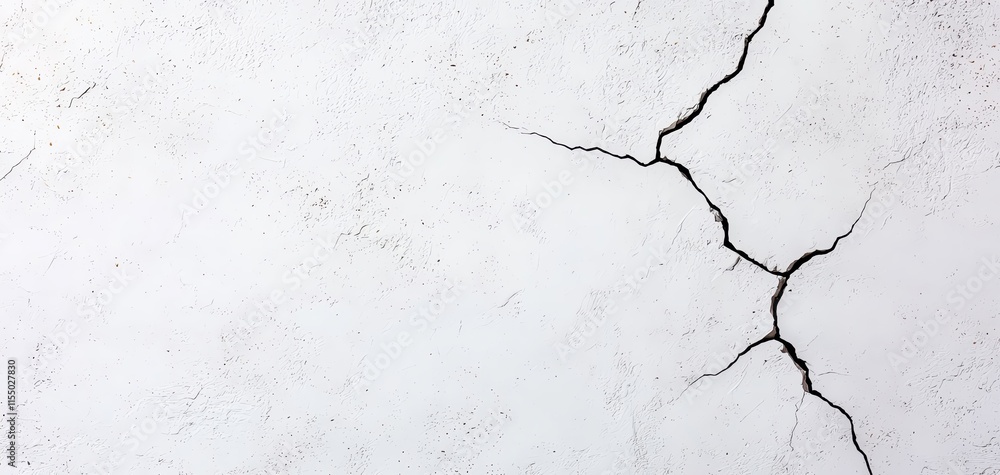 Fototapeta premium A close-up view of cracked white wall texture creating an abstract background.