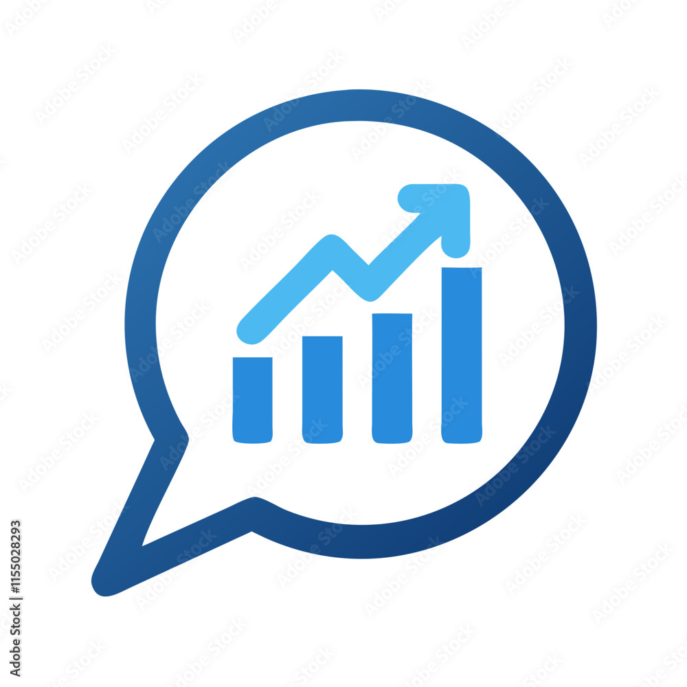 Stylized Growth Chart Icon in Communication Bubble for Marketing Projects Stylized Growth Chart Icon in Communication Bubble for Marketing Projects