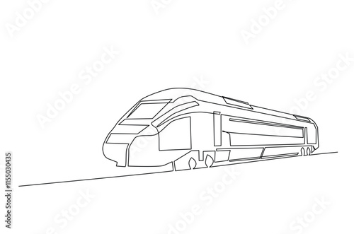 High-speed railway continuous one line drawing. High speed train single line art illustration. Editable vector.
