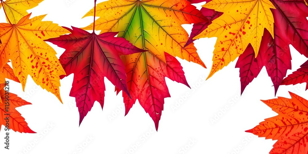 Maple leaf in vibrant autumn colors isolated on white background, nature, vibrant Maple leaf in vibrant autumn colors isolated on white background, nature, vibrant