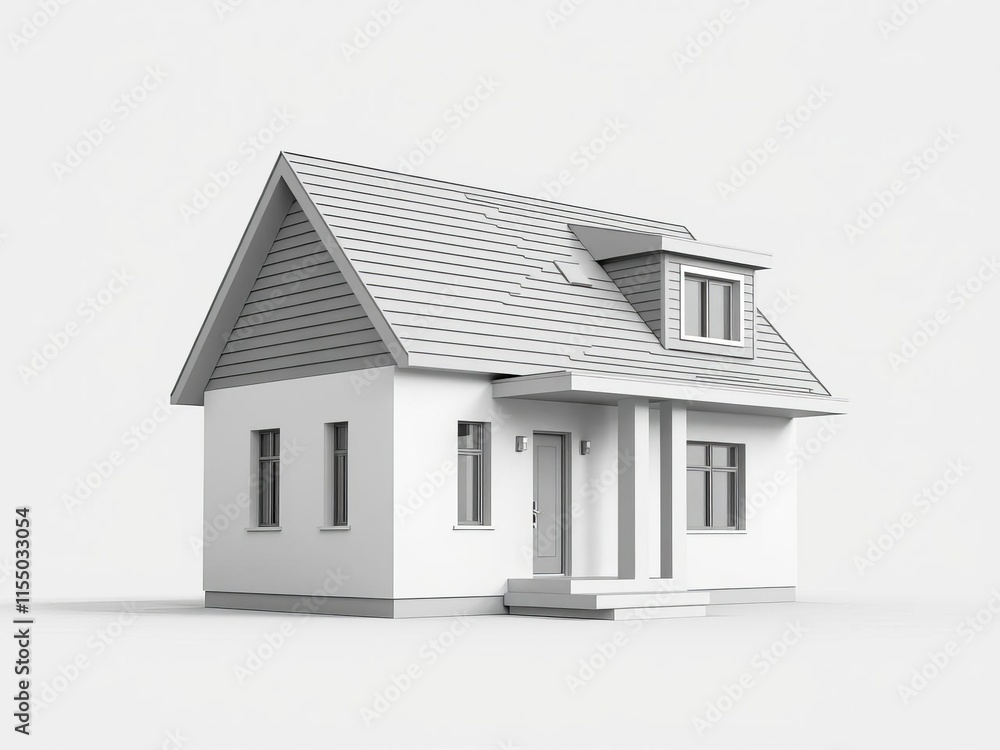 Fototapeta premium Modern 3d render of a minimalistic house with large windows and clean lines, residential, minimalistic