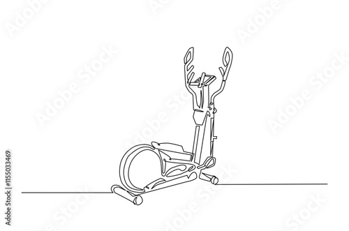 Static bicycle continuous one line drawing. Gym equipment - Static bicycle in single line art illustration. Editable vector.