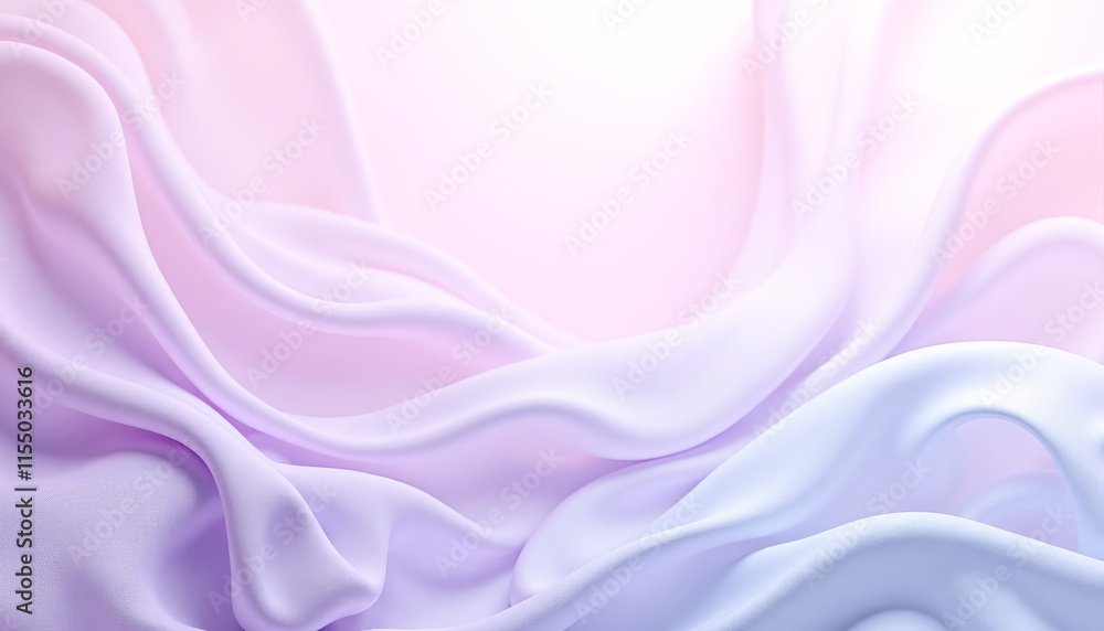 Fototapeta premium Soft flowing fabric-like abstract waves in pastel pink and purple 