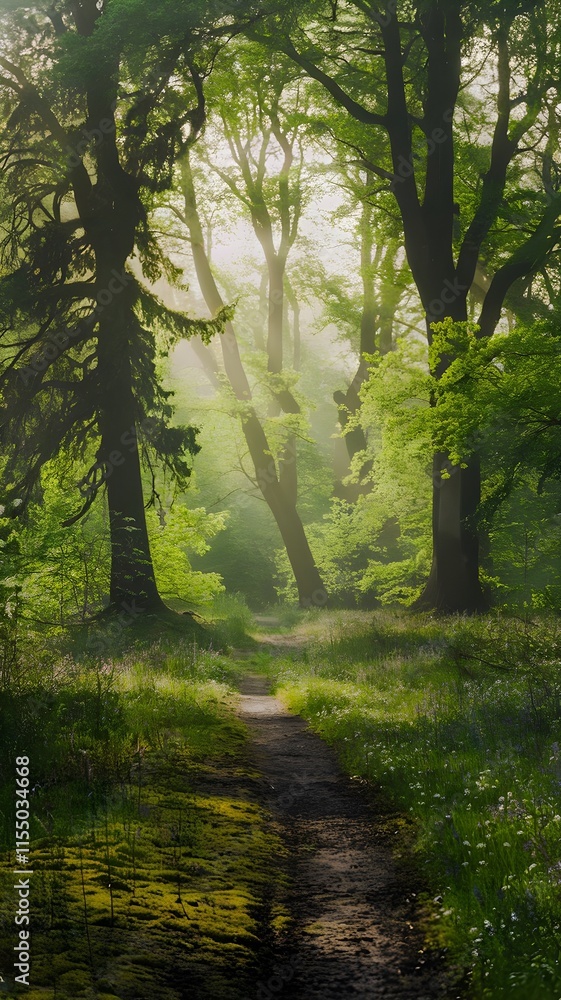 Obraz premium sun rays in the forest