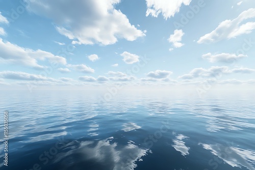 Beautiful landscape of lake and sky with clouds reflected in water