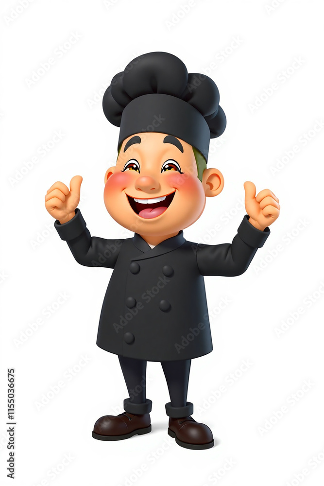 Cheerful 3D Cartoon Chef Character. Concept of food, cooking, and happiness. Cheerful 3D Cartoon Chef Character. Concept of food, cooking, and happiness.