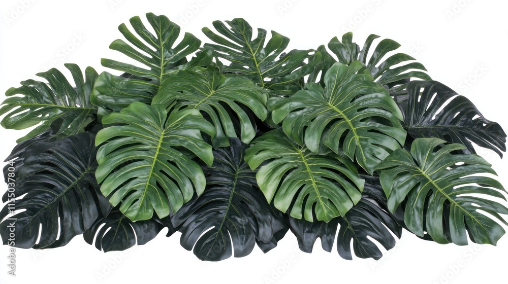 Obraz premium Lush Green Monstera Deliciosa Leaves Arrangement