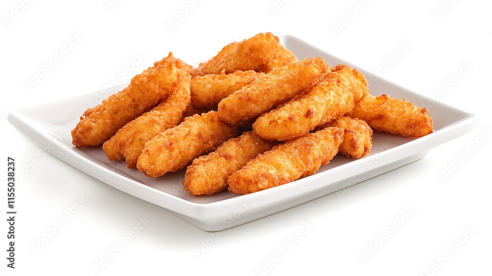 Fried chicken nuggets on a plate isolated on white background Fried chicken nuggets on a plate isolated on white background