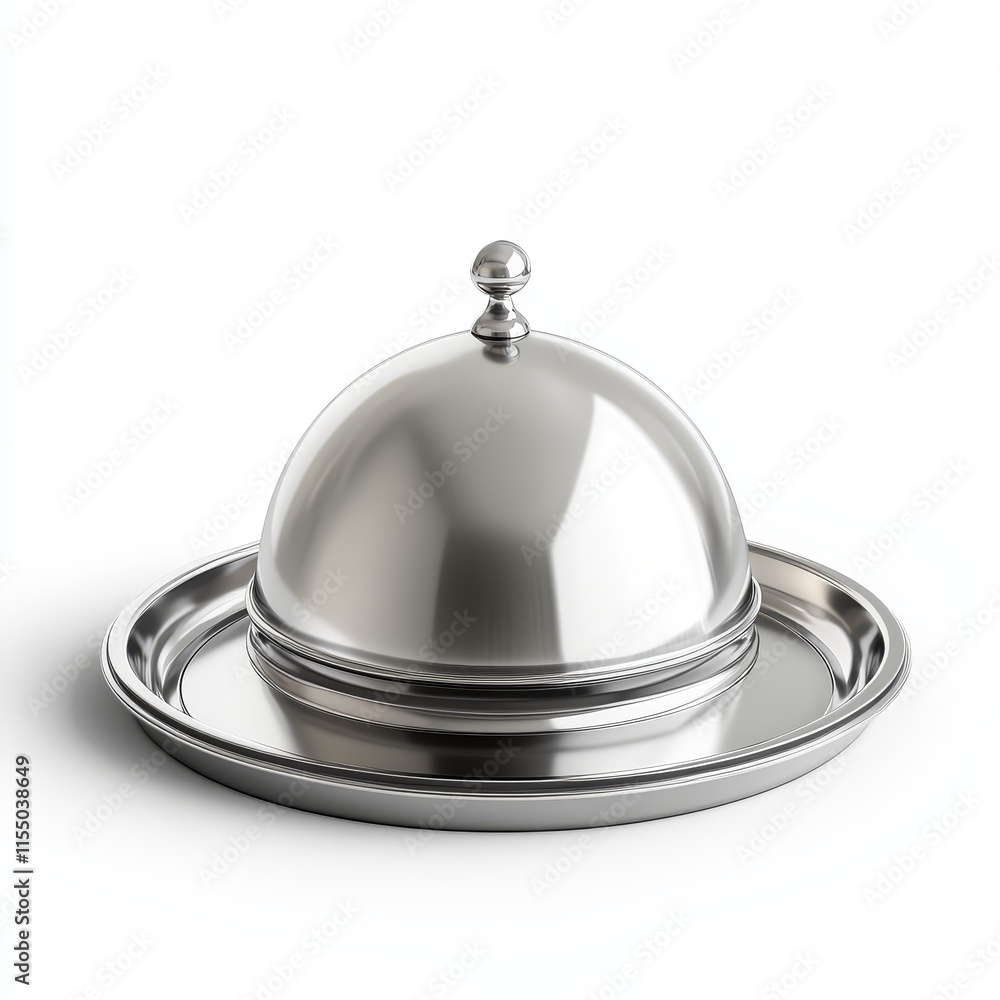 Silver dome cloche on a platter. Silver dome cloche on a platter.