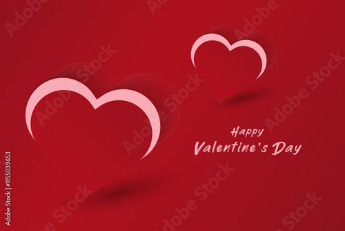 Two red-themed Valentine cards with a stylized white heart outline overlapping a red heart shape, creating a layered effect, and festive text on the side.