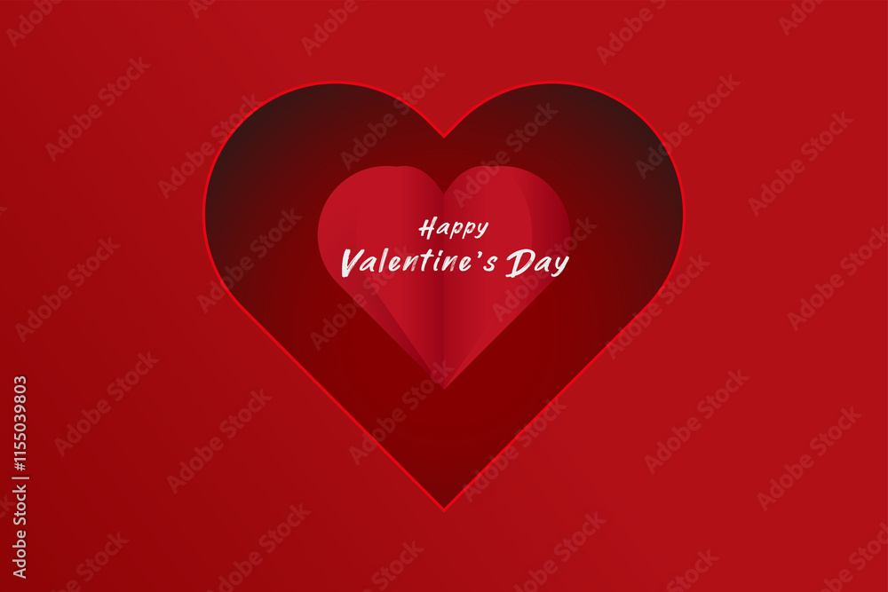A clean, modern graphic of a large red heart on a matching red gradient background with the phrase Happy Valentines Day elegantly placed in the lower right. A clean, modern graphic of a large red heart on a matching red gradient background with the phrase Happy Valentines Day elegantly placed in the lower right.
