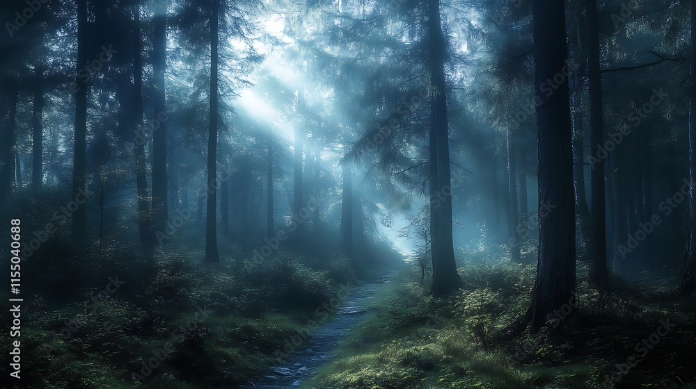 Naklejka premium Misty Forest Path