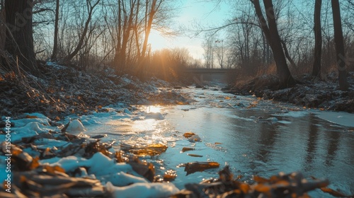 Littered Riverbank Under Bright Midday Sunlight photo