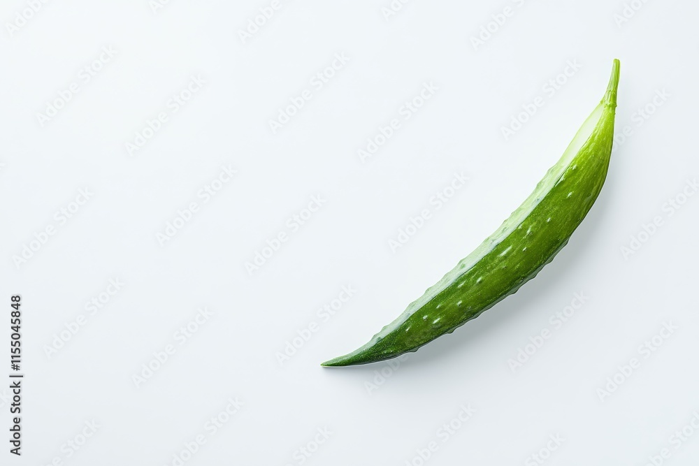Single fresh green aloe vera leaf on white background. Single fresh green aloe vera leaf on white background.