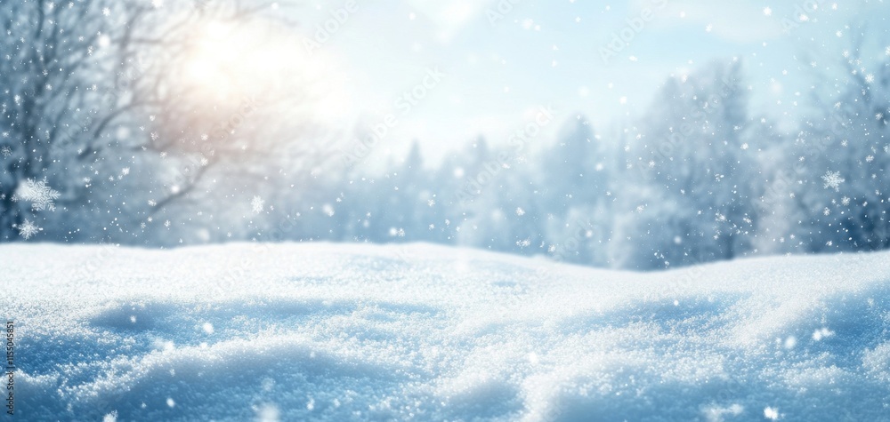 Softly Falling Snowflakes Create a Serene Winter Wonderland Scene with Gentle Light Shining Through a Frosty Landscape and Blanket of Fresh Snow Softly Falling Snowflakes Create a Serene Winter Wonderland Scene with Gentle Light Shining Through a Frosty Landscape and Blanket of Fresh Snow