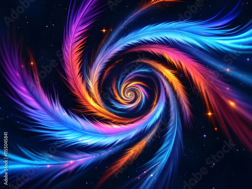 Vibrant Feather Vortex abstract background